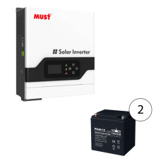 Инвертор/Inverter MUST PV18-2024 VPM (2000VA/2000W) + Power Kingdom 12V/40Ah x 2