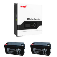 Инвертор/Inverter MUST PV18-2024 VPM (2000VA/2000W) + Power Kingdom 12V/60Ah x 2