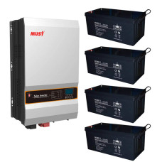 Инвертор/Inverter MUST PV35-8048 PRO (8000VA/8000W) + Power Kingdom 12V/200Ah x 4